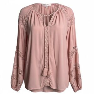 Chelsea & Theodore Dusty Pink Crochet-Trim Peasant Tunic